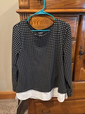 croft & barrow Black and White Layered-Look Long Sleeve Top